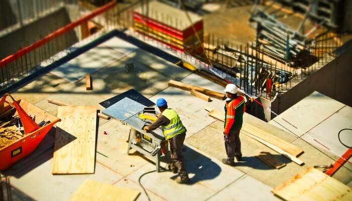 Workers on construction site